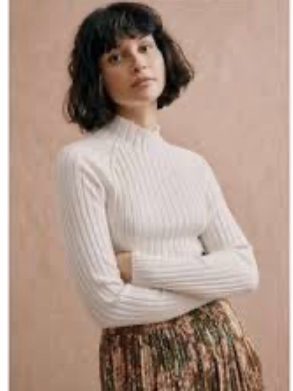 Sézane La Maille Charly Rib Knit Sweater XS Cream